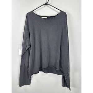 mnml Oversized Raw Hem Long Sleeve Shirt Mens Streetwear XL Washed Black